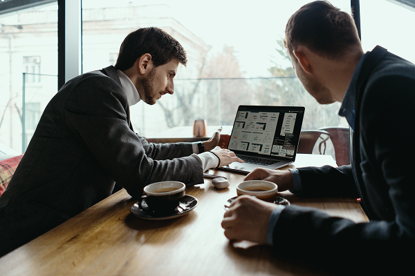 Two business professionals having a successful meeting